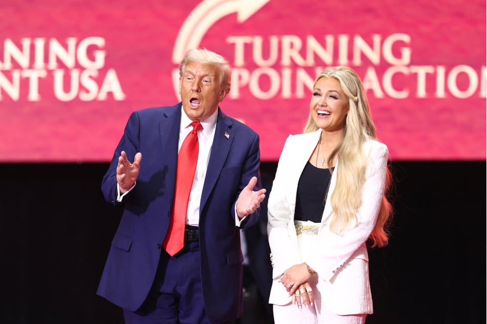 President Donald Trump (l.) has appointed Erika Kirk (r.) to fill her late husband's seat on the Air Force Academy’s Board of Visitors.