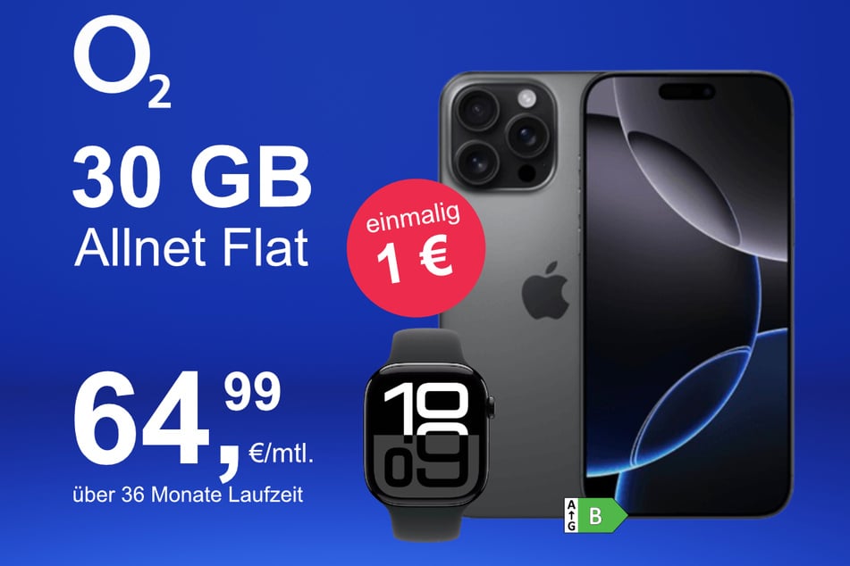 Das iPhone 16 Pro Max + MacBook Air im o2 Mobile M für einmalig 1 Euro.