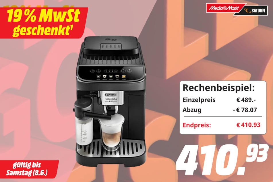 DeLonghi-Kaffeevollautomat für 410,93 Euro.