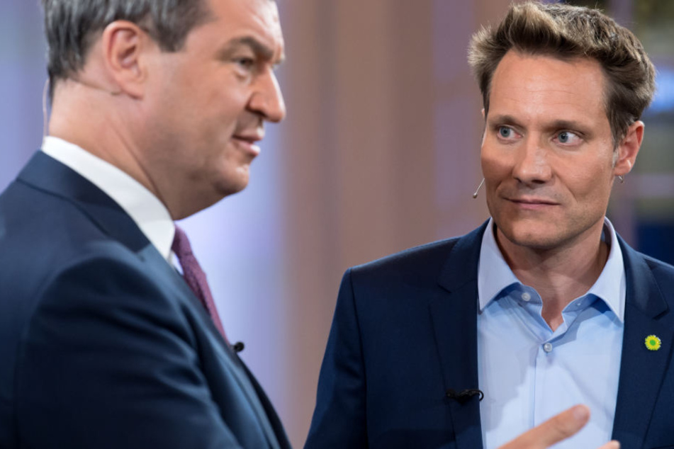 Markus Söder (l.) sieht eine mögliche Koalition mit den Grünen skeptisch. (Archivbild)