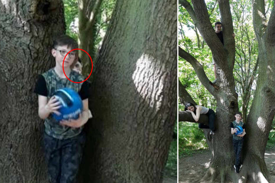 Hinter dem Neunjährigen scheint eine weitere Person zu stehen!