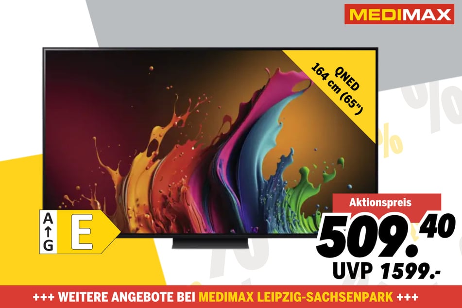 65-Zoll LG-Fernseher 65QNED87T6B für 509,4 statt 1.599 Euro.