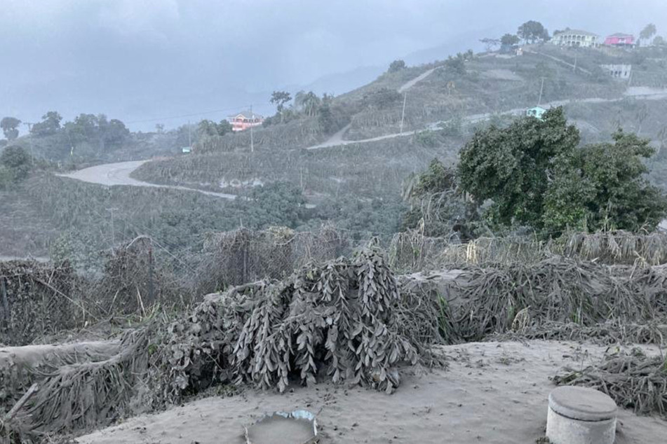 Images on social media show an ash covered landscape in St. Vincent.
