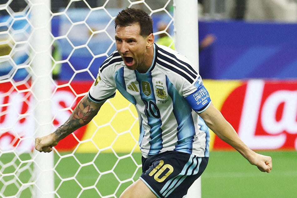 Argentina's LionelMessi celebrates scoring their second goal in their World Cup Group J match against Austria on June 22, 2026.