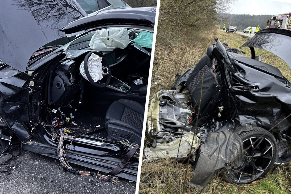 Audi bei heftigem Crash in der Mitte durchgerissen: Fahrer (20) schwer verletzt eingeklemmt!
