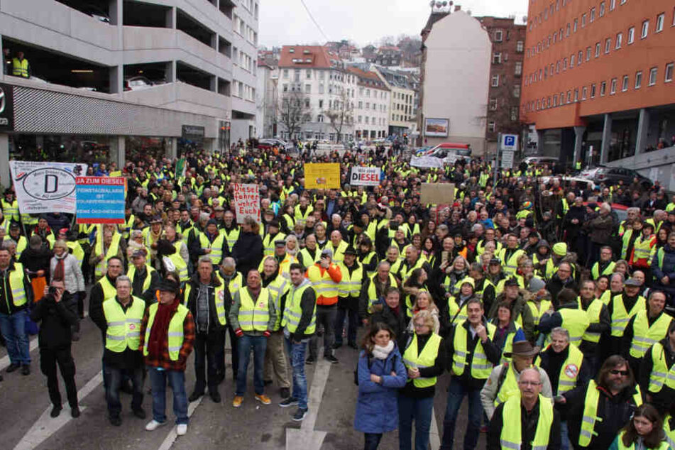 Diesel-Demo am Samstag, dem 2. Februar am Neckartor in Stuttgart.