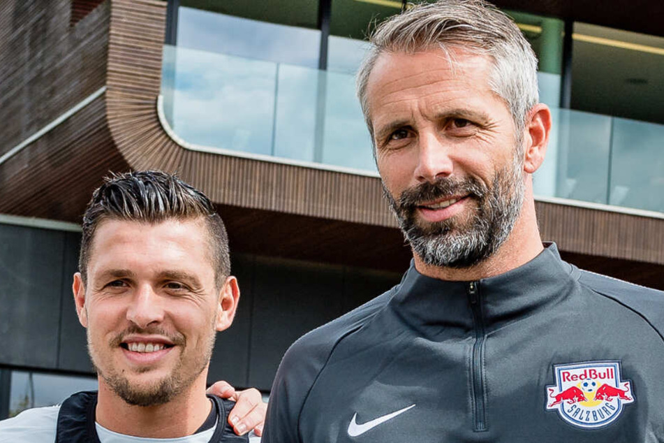 Red-Bull-Salzburg-Trainer Rose (r.) mit seinem Schützling Ex-Bremer Zlatko Junuzovic (l.).