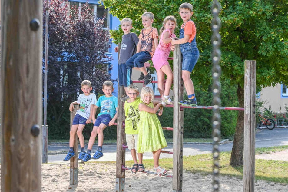 Doppelt gemoppelt: Ludwig und Arthur (7), Nico und Finn (6), Lina und Aaron (7, unten) sowie Elisabeth und Konstantin (6). Nicht auf dem Foto sind Hannes und Hannah (7).