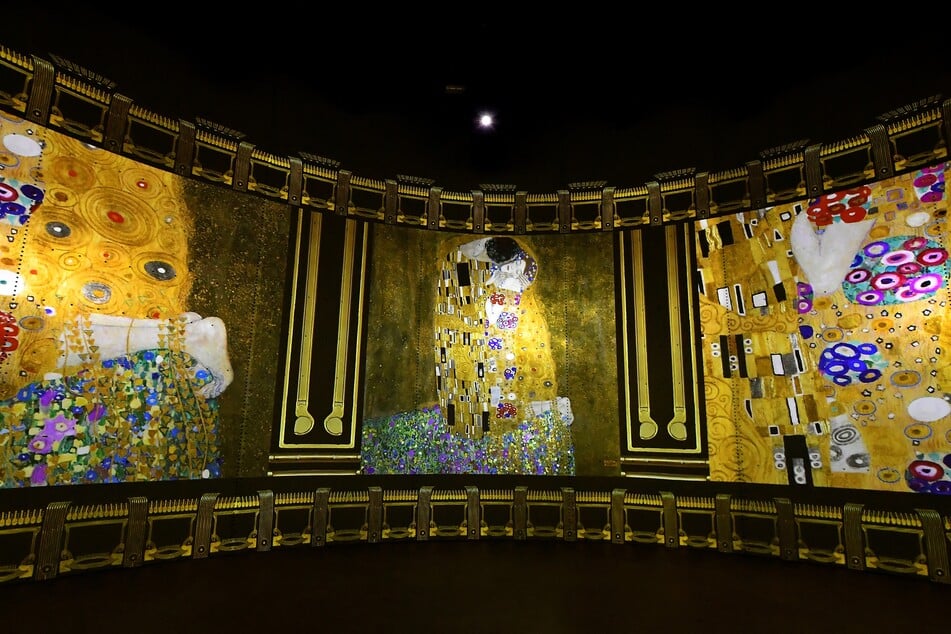 The digital exhibit of Gustav Klimt's art, including the famed painting The Kiss, has toured the world before landing in NYC, including in Bordeaux, France.