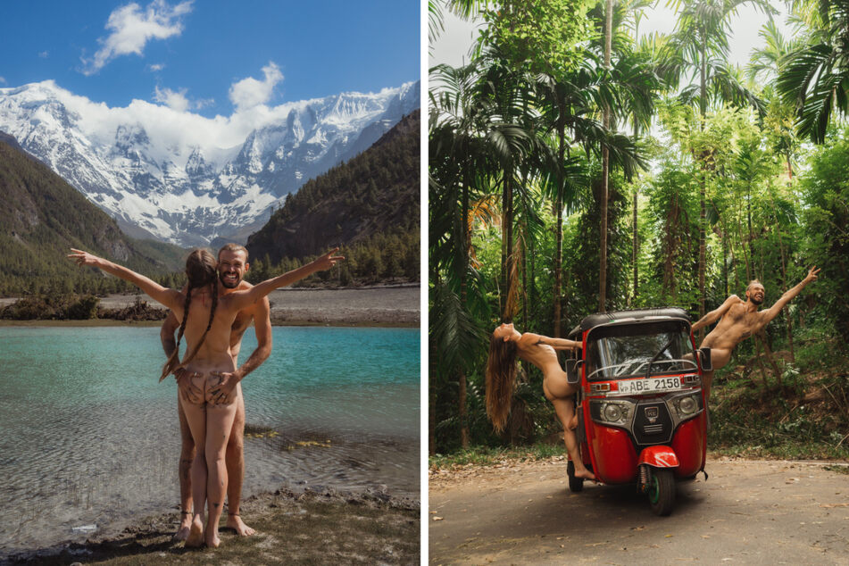 Ob Bergsee oder Tuk-Tuk-Fahrt im Dschungel: Silke und Kieran finanzieren ihre Reise mit zahlreichen Nacktfotos.