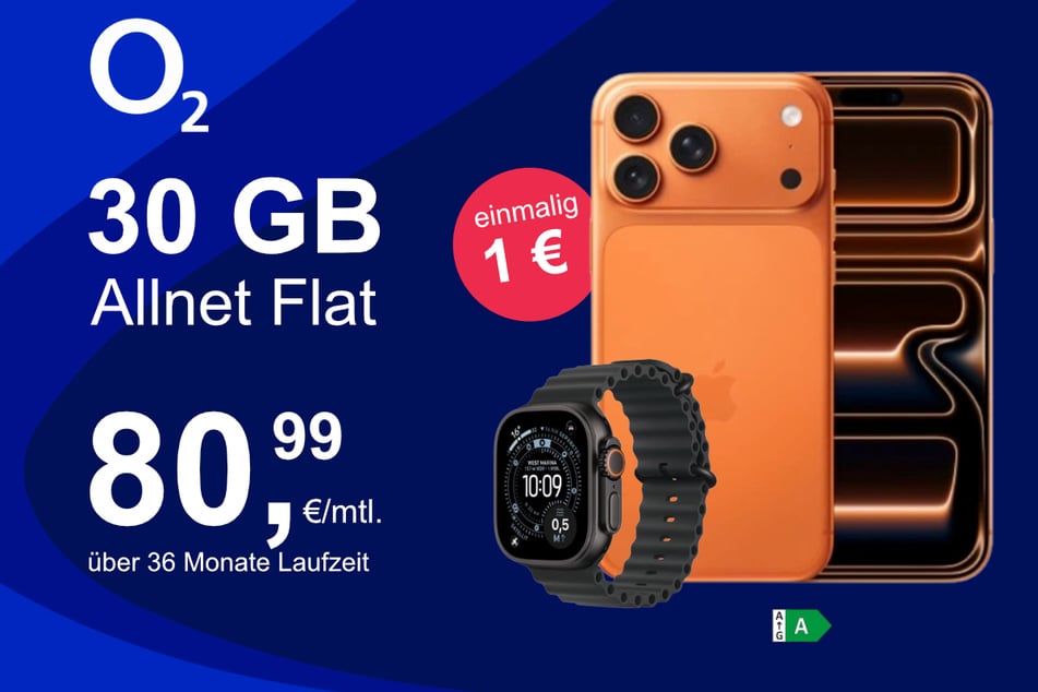 Bei o2 gibt's das iPhone 17 Pro Max mit Watch Ultra 3 für nur 1 Euro.