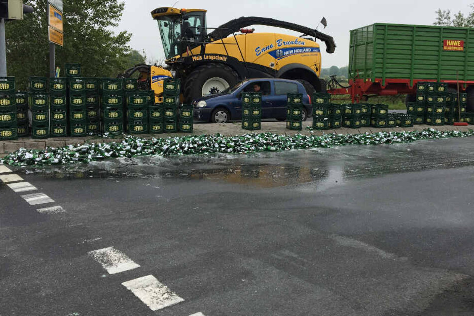 Die Straße stand nicht unter Wasser, sondern unter Bier.