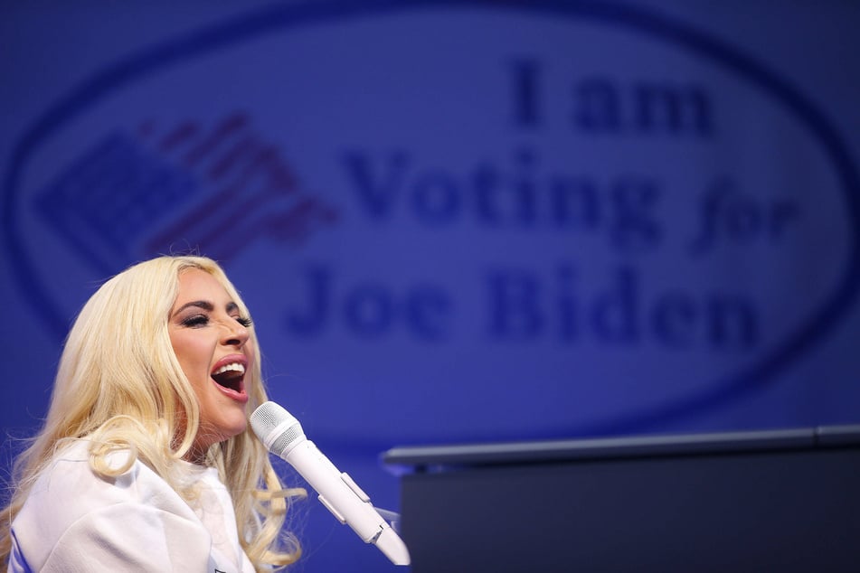 Pop star Lady Gaga performed Shallow, her Grammy-winning song from the 2018 film, during the campaign event.