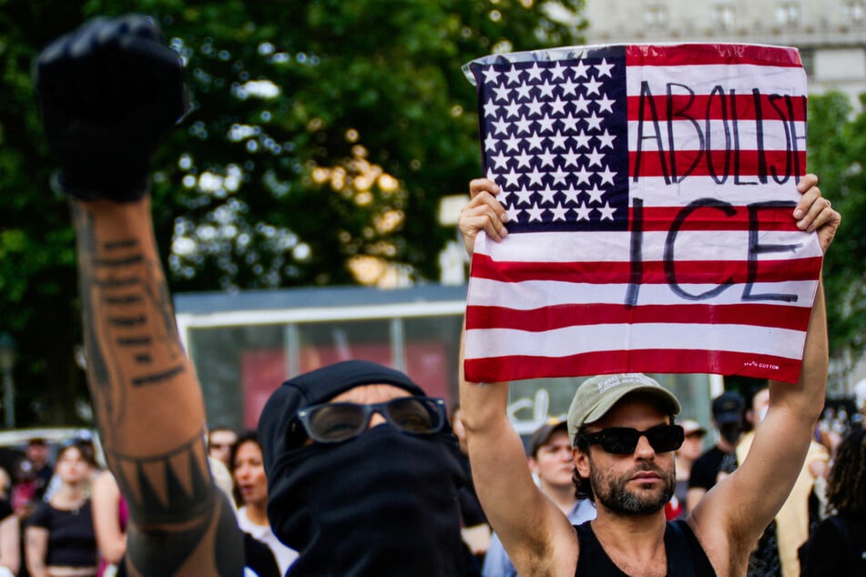 New Yorkers protest federal immigration raids and call for the abolition of US Immigration and Customs Enforcement.