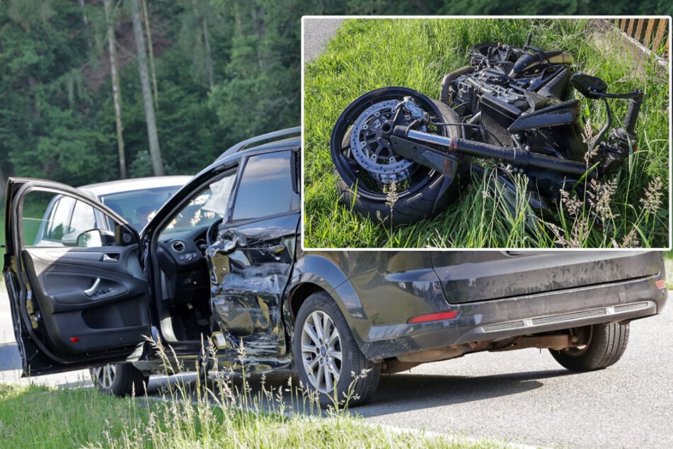 Schwerer Crash auf Landstraße: Motorradfahrer von Ford erfasst und schwer verletzt