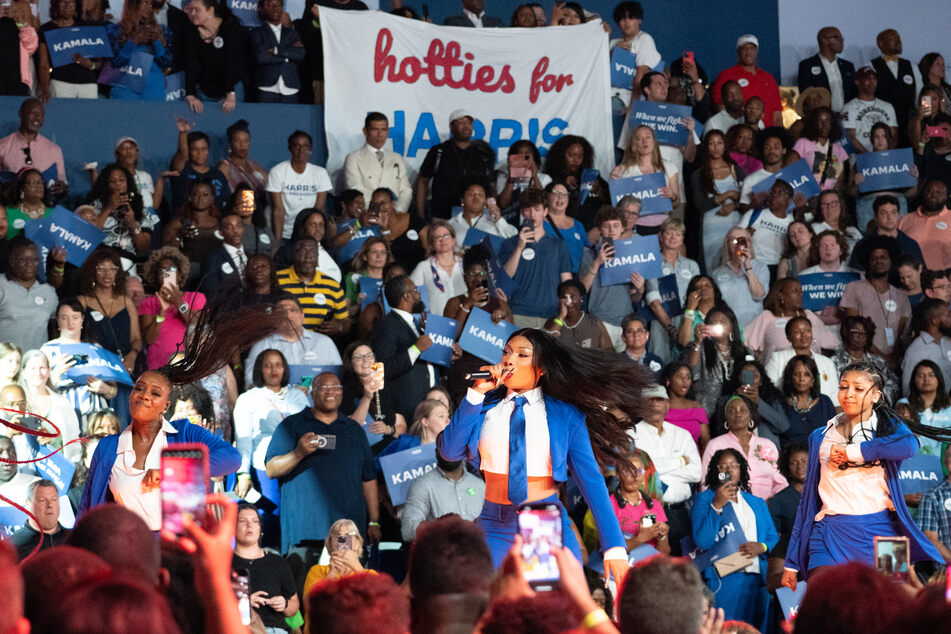 Megan Thee Stallion rocks Atlanta for Kamala Harris, urging "Hotties for Harris" to deliver an election win in November.