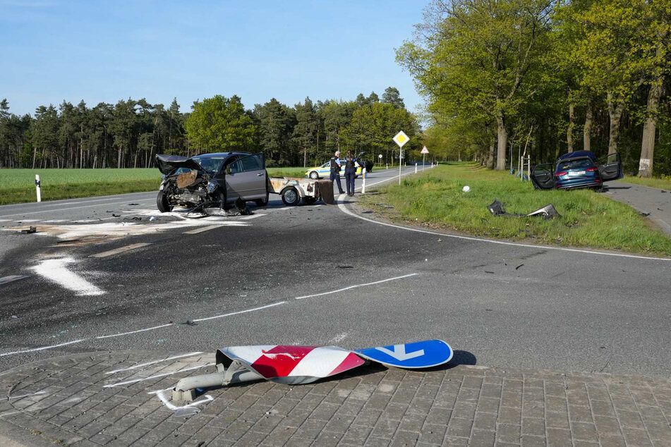 Verkehrsunfall an einer Kreuzung im Landkreis Bautzen.