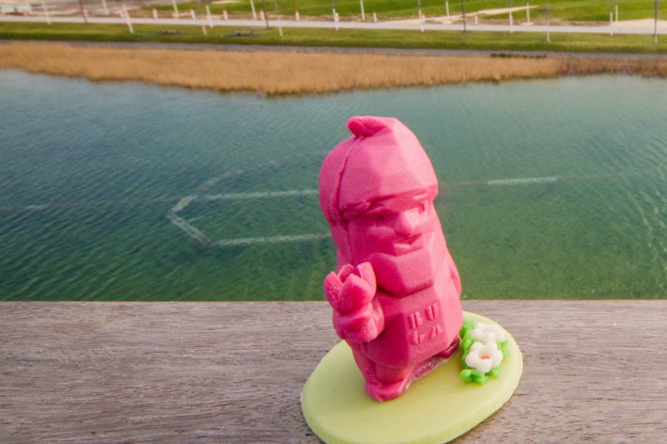 Maskottchen der Bundesgartenschau 2019: Eine kleine Marzipanversion von "Buga"-Zwerg "Karl".