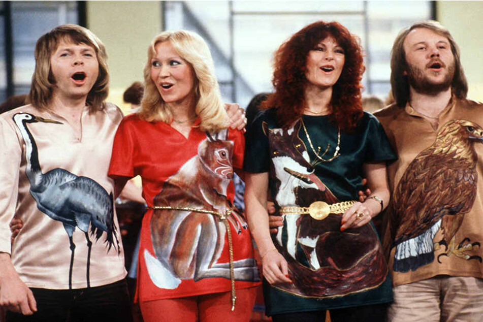 ABBA 1978 bei einem Auftritt in der deutschen Fernsehshow "Am laufenden Band".