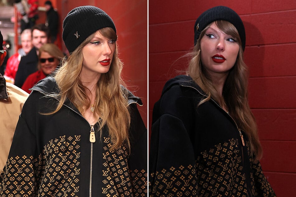 Taylor Swift rocks Louis Vuitton 'fit to cheer on Travis Kelce in AFC Championship