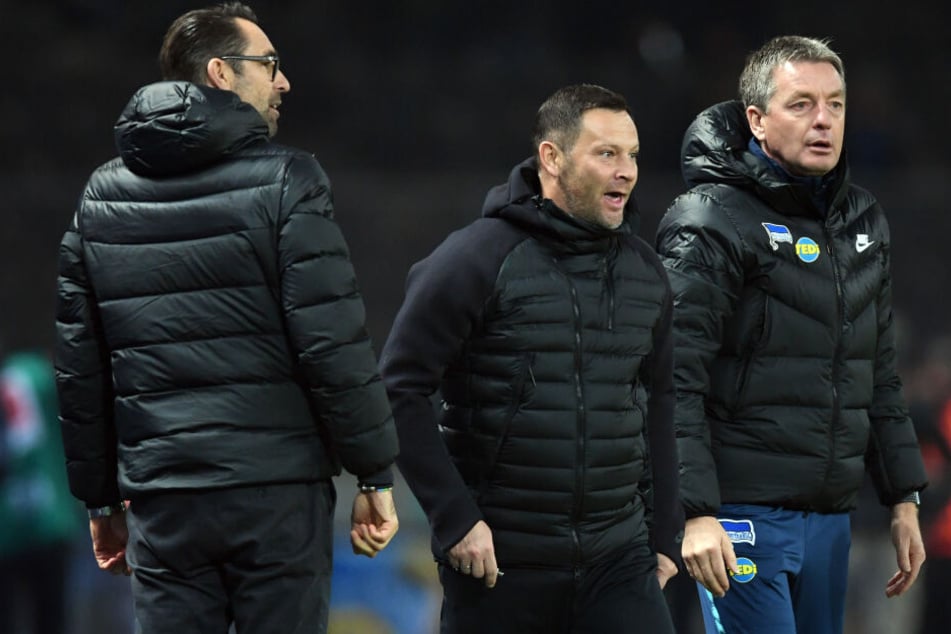 Dieses Trio wird es ab Sommer nicht mehr geben. Manager Michael Preetz (l.), Trainer Pal Dardai und noch Co-Trainer Rainer Widmayer (r.).