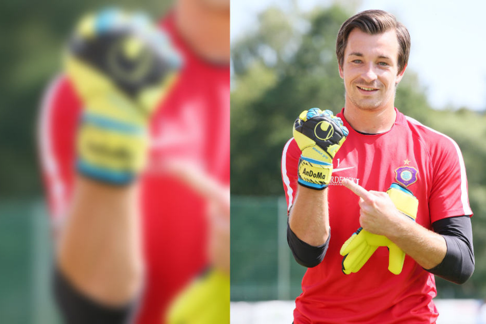 AnDoMa: Martin Männel hat die Initialen seiner Liebsten - Anton, Doreen, Max - auf den Handschuhen.