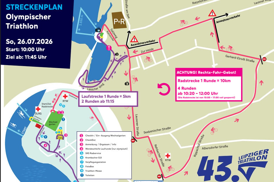 Der Streckenplan für die olympische Distanz.