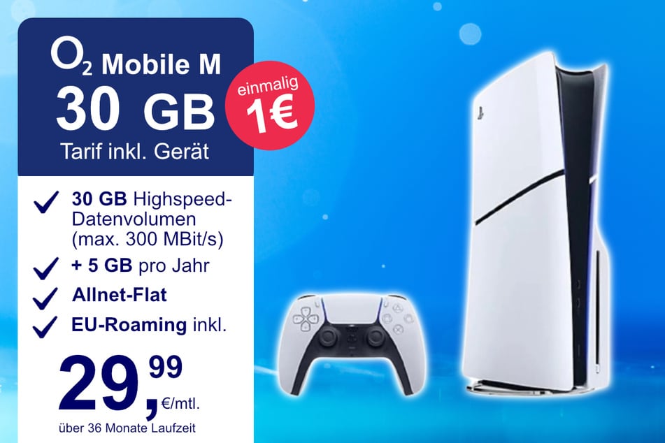 Die PS5 Slim Digital Edition im o2 Mobile M inkl. 30 GB+ für einmalig nur 1 Euro.
