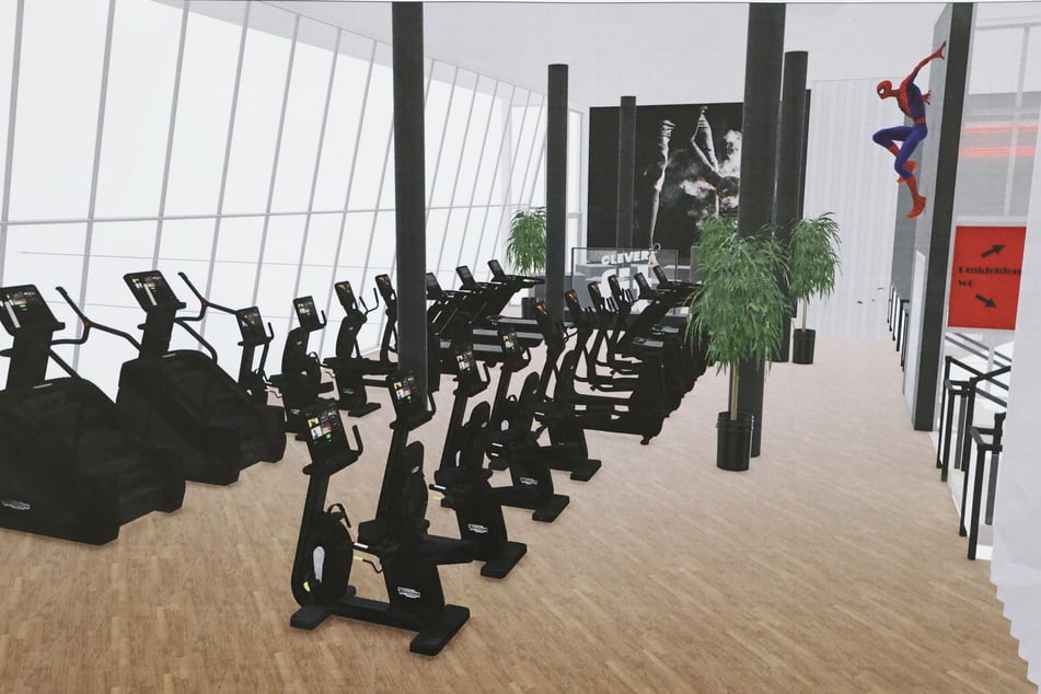 So soll das Foyer künftig aussehen. Kinoplakate und Filmhelden werden das Ambiente des Fitness-Studios bestimmen.