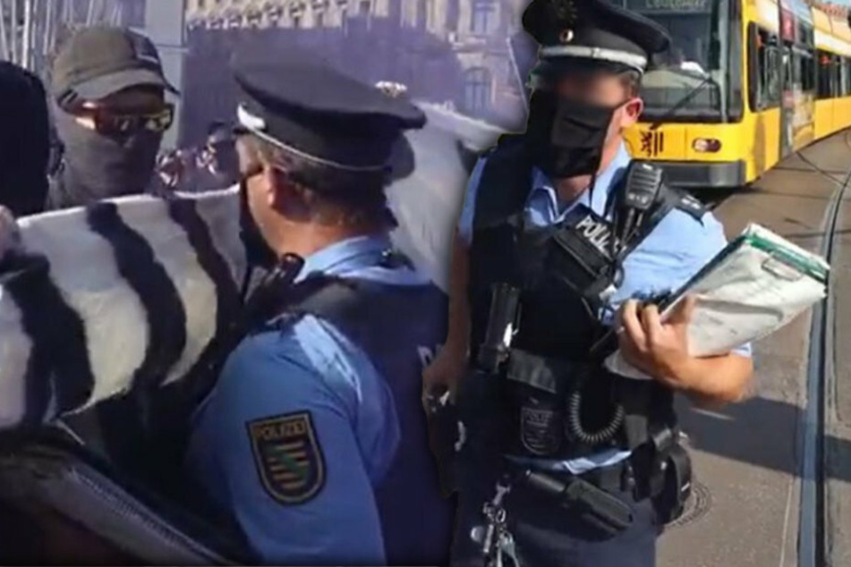 Beim Zusammenstoß der Demonstranten mit der Polizei auf der Wilsdruffer fiel der verhängnisvolle Satz: "Schubs mich und Du fängst Dir 'ne Kugel". (Bildmontage)