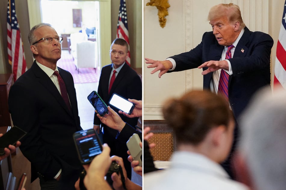 President Donald Trump (r.) called on Senate Majority Leader John Thune to cancel the traditional summer recess slated for August.