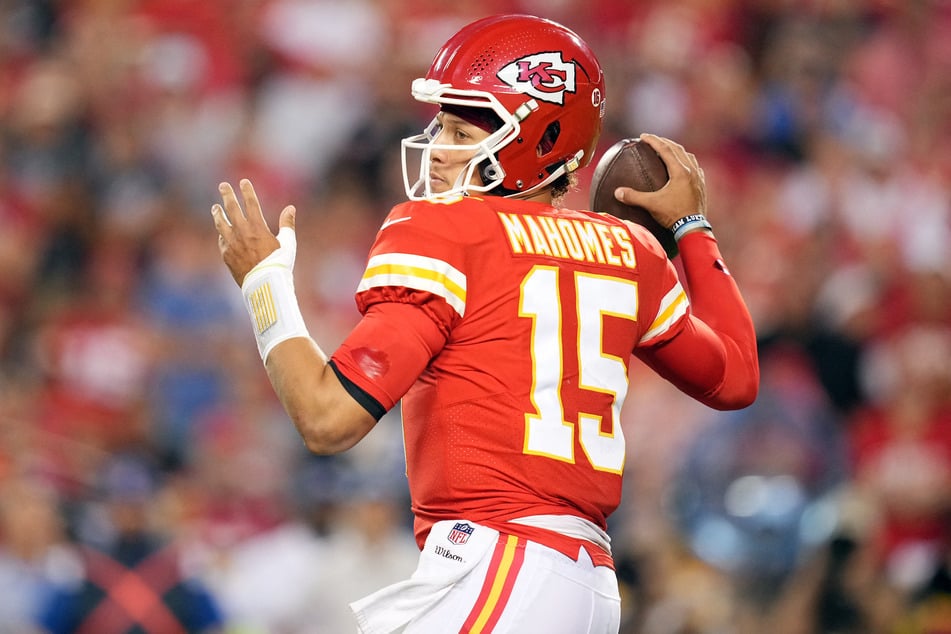 Kansas City Chiefs quarterback Patrick Mahomes throws against the Los Angeles Chargers during their game at GEHA Field at Arrowhead Stadium on September 15, 2022.