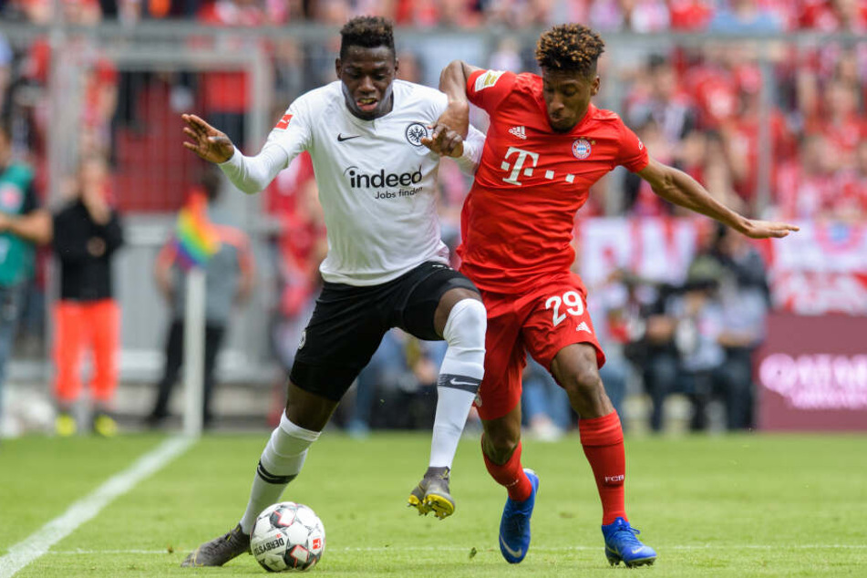 Duell der Flügelflitzer: Eintrachts Danny da Costa (Li.) gegen Kingsley Coman vom FC Bayern München.