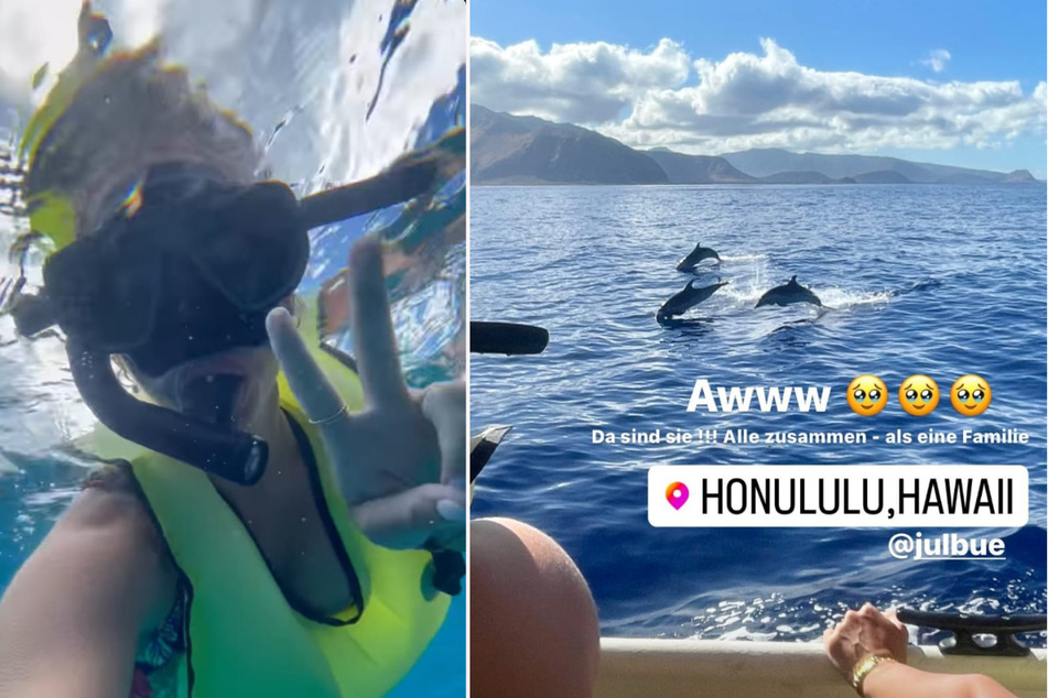 Sarah Engels (29) schwimmt auf Hawaii mit Delfinen.