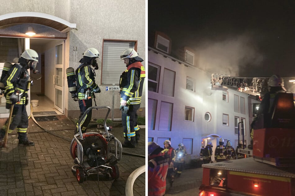 Qualm vereitelt Flucht: Feuerwehr rettet Bewohner mit Drehleiter aus brennendem Haus