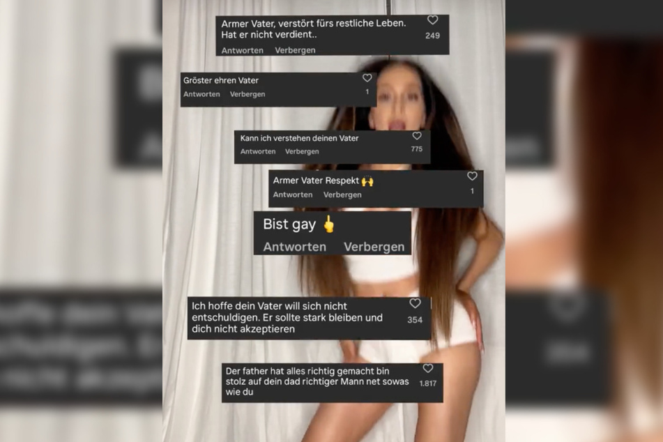 Zu Beginn des TikTok-Clips zeigt Jessica Delion mehrere Nutzerkommentare, die sich auf ein früheres Statement von ihr beziehen - darin hatte die 24-Jährige von ihrem Vater berichtet.