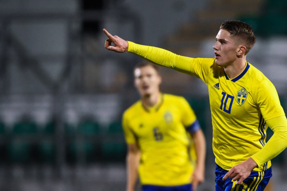 Viktor Gyökeres jubelte über seinen Treffer für die schwedische U21.