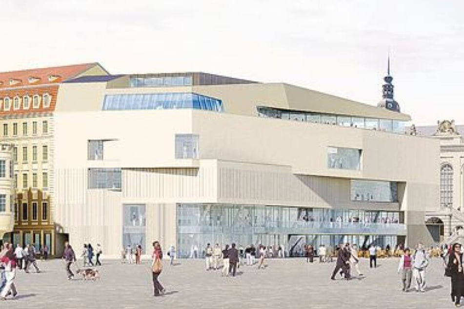 Diesen geplanten "Gewandhaus"-Klotz (F.l.) konnten die Neumarkt-Wächter mit verhindern.