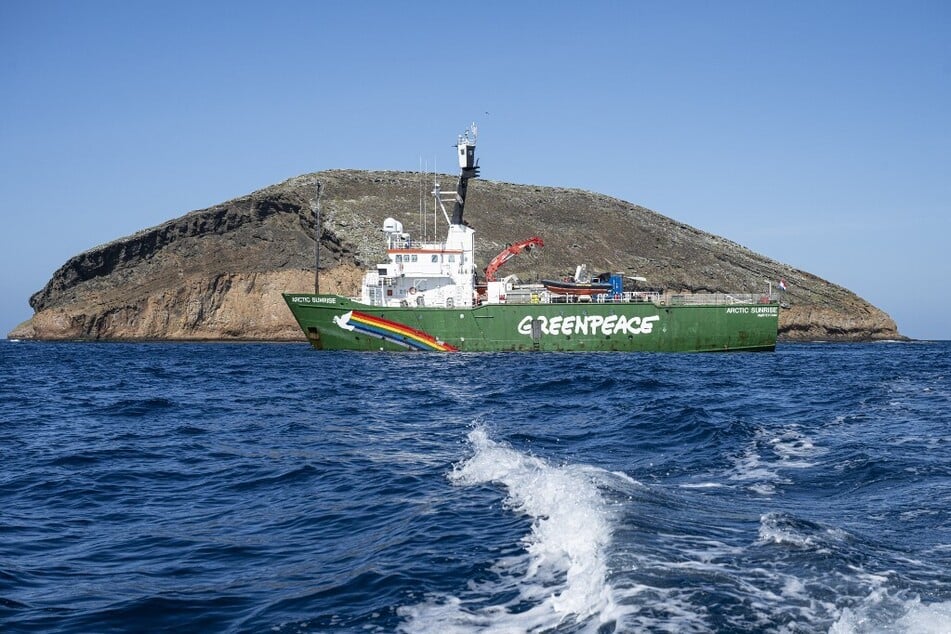 The ship Arctic Sunrise sails during a scientific expedition by Greenpeace in Galapagos archipelago, Ecuador.