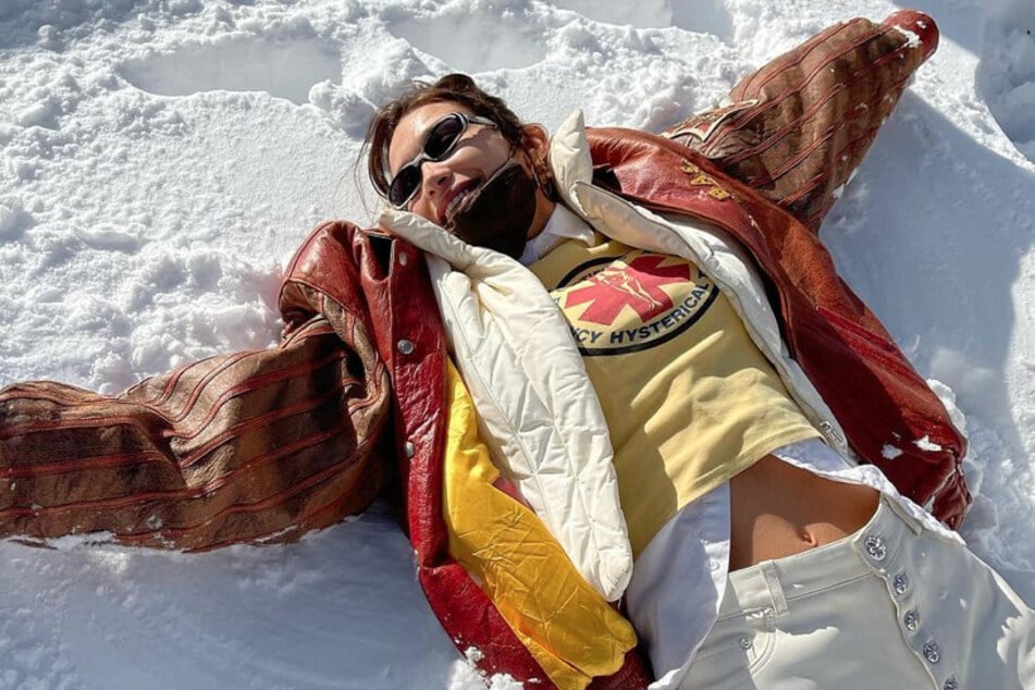 Supermodel Bella Hadid took to Instagram to share her snow angels.