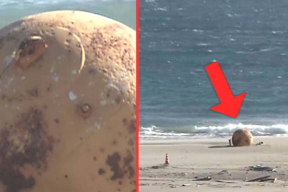 Mysteriöses Objekt an Strand aufgetaucht: Das steckt hinter der riesigen Metallkugel!