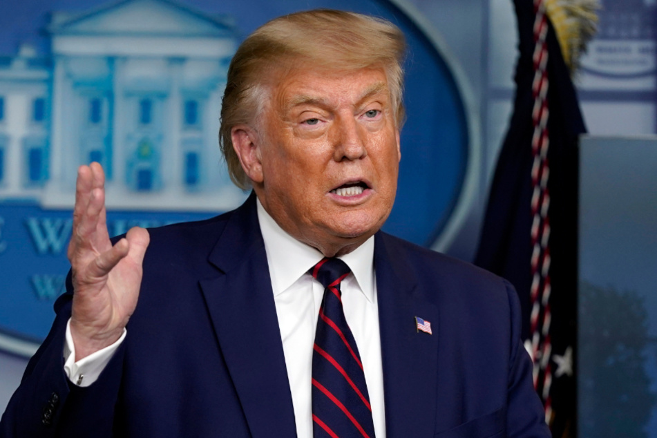Donald Trump, President of the USA, speaks at a press conference at the White House.
