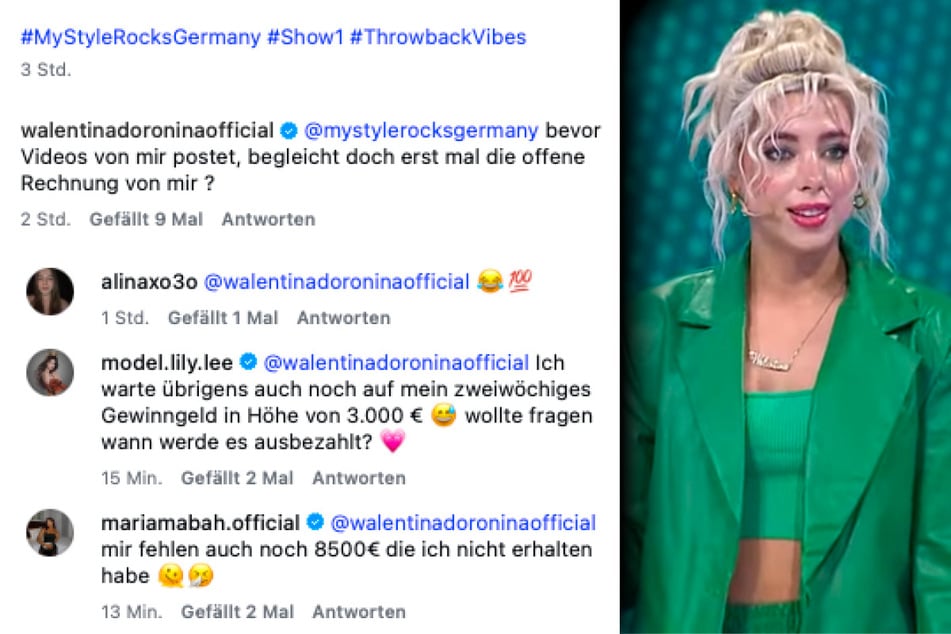 Für mehrere Folgen stellte sich auch Walentina Doronina (25) der Bewertung der Jury. Links ihr mittlerweile gelöschter Kommentar zu einem aktuellen Post.