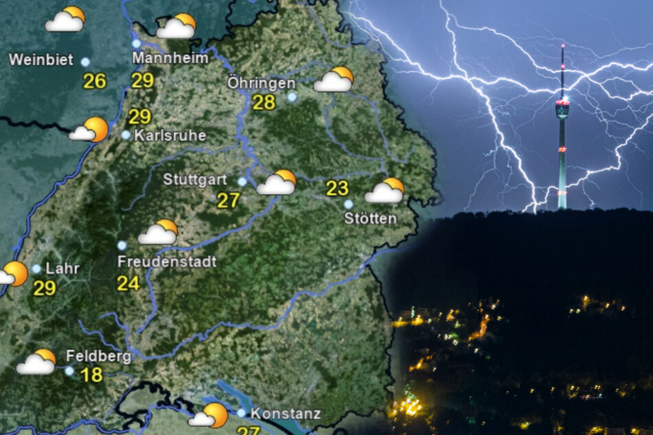 Das Wetter in Baden-Württemberg. (Fotomontage)
