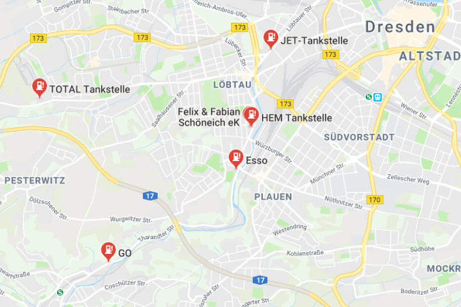 Auf der Tharandter Straße schlug ein Mann einen Tankstellenmitarbeiter mit Fäusten.