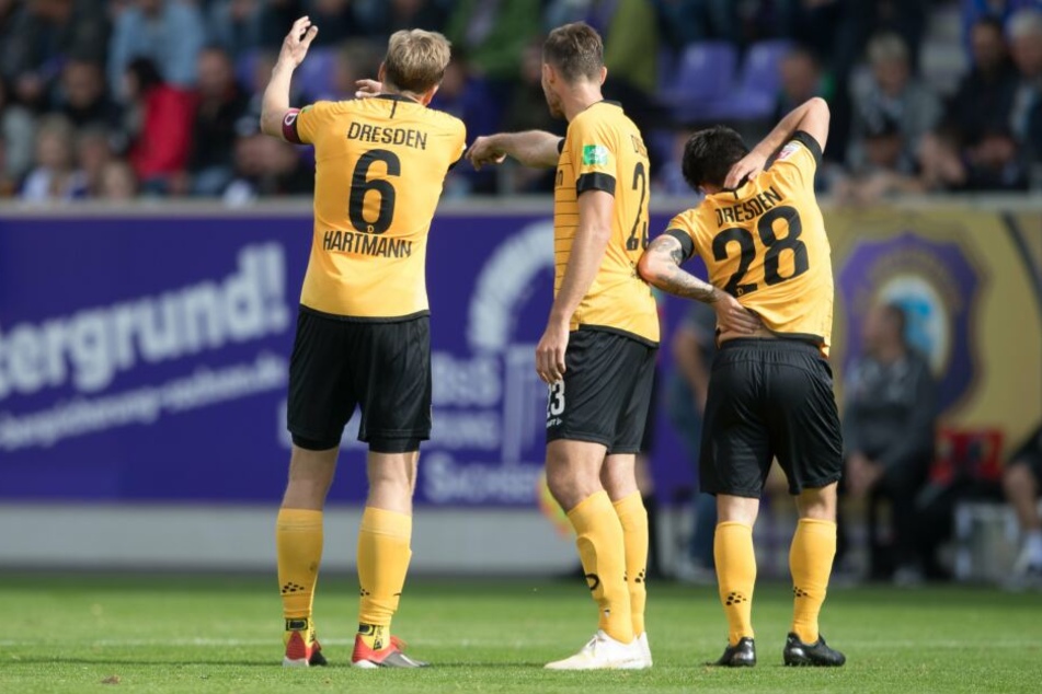 Rätselraten um die Vorstellung in Aue: Marco Hartmann, Florian Ballas und Baris Atik (von links).