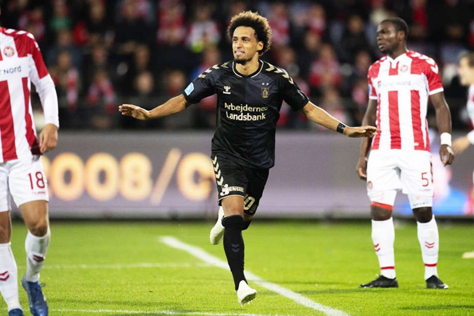 Ein gewohntes Bild: Hany Mukhtar jubelt für Bröndby IF.