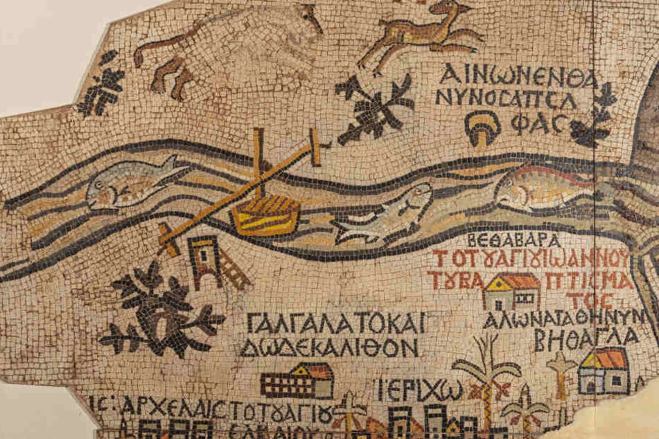 Bei diesem Mosaik handelt es sich um die älteste im Original erhaltene kartografische Darstellung des Heiligen Landes.
