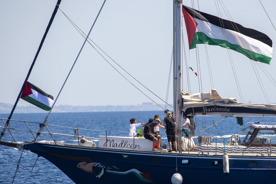 Freedom Flotilla boat rescues migrants from the sea on the way to Gaza