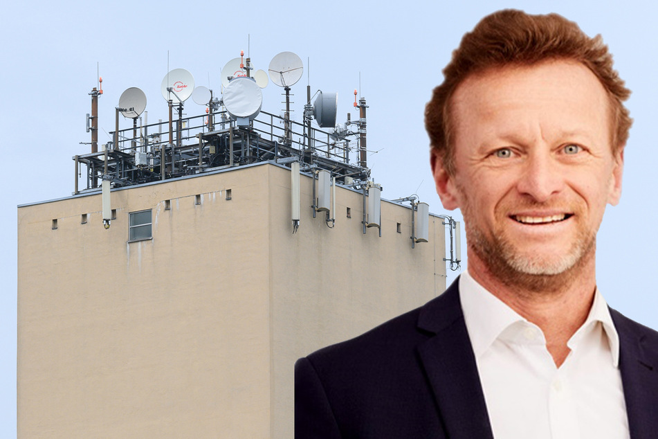 Der Wasserturm in Dresden-Klotzsche dient als Sendemast für das Vodafone-5G-Netz, wie Peter Zehetner, Chef der Vodafone-Tochter Vantage Towers, mitteilte.